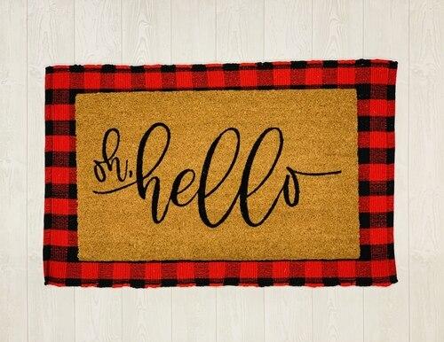 Gray Buffalo Check Doormat Base Mat Layering Backing For Welcome Mats Gingham Entryway Rug