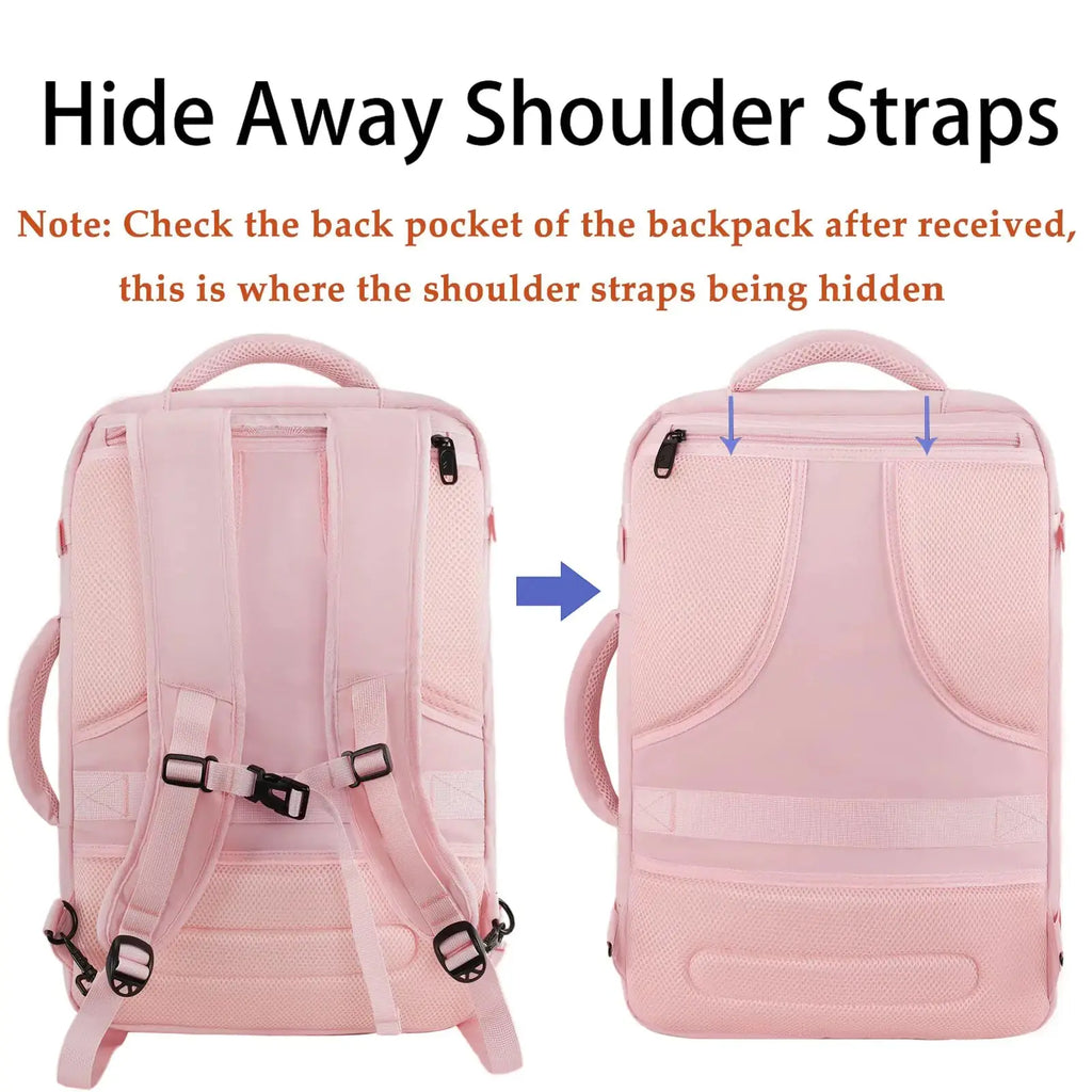 MATEIN Pink Travel Backpack for Women – Airline Approved, Expandable, 35L Convertible Weekender Backpack
