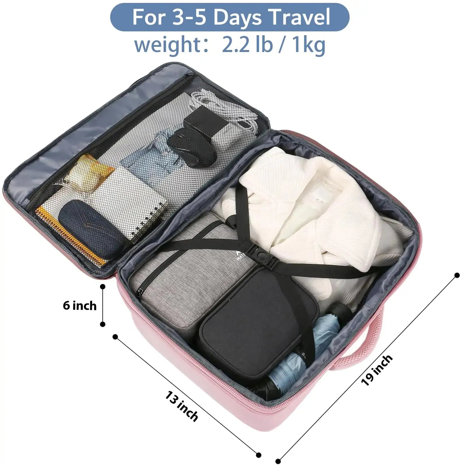 MATEIN Pink Travel Backpack for Women – Airline Approved, Expandable, 35L Convertible Weekender Backpack