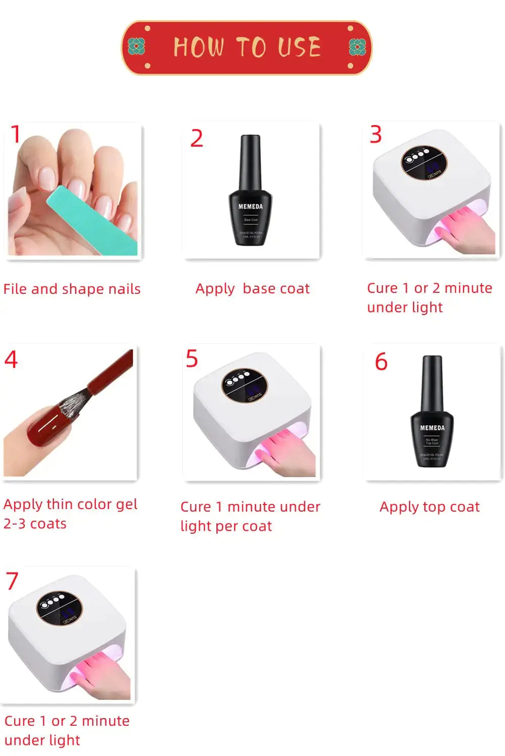 MEMEDA Gel Nail Polish - Soak Off LED Nail Lacquer |  Milky White Nude Nail Polish