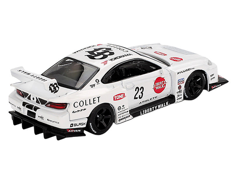 Nissan Silvia (S15) LB-Super Silhouette RHD (Right Hand Drive) #23 "Athlete" White with Graphics Limited Edition 1/64 Diecast Model Car by Mini GT