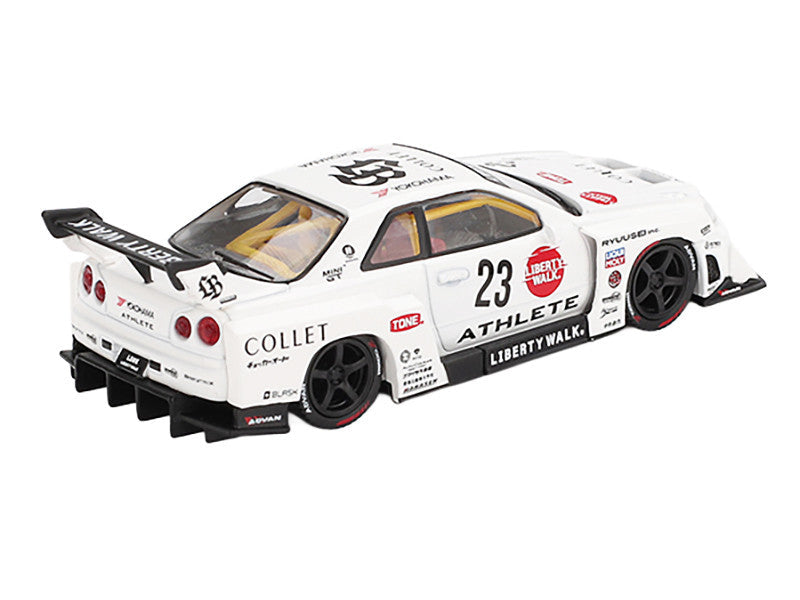 Nissan LB-ER34 Super Silhouette RHD (Right Hand Drive) #23 "ATHLETE - COLLET" White with Graphics Limited Edition 1/64 Diecast Model Car by Mini GT