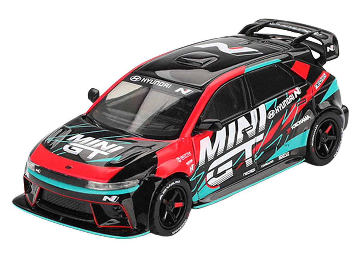 Hyundai Ioniq 5N RS-01T "Mini GT" Black with Graphics "2025 Tokyo Auto Salon" Limited Edition 1/64 Diecast Model Car by Mini GT