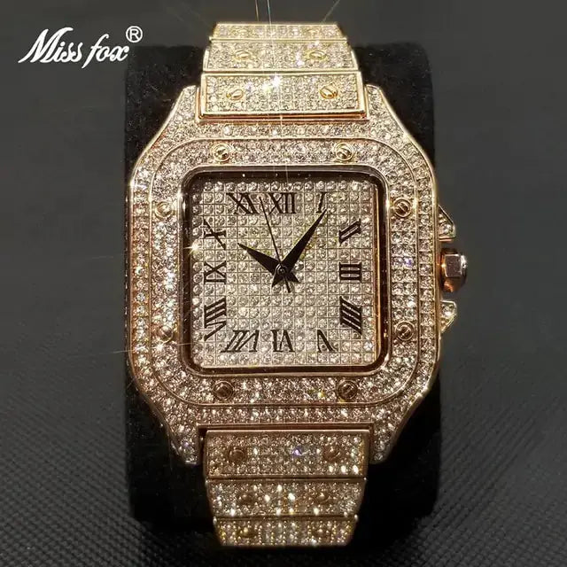 MISSFOX Ice Out Watch For Men