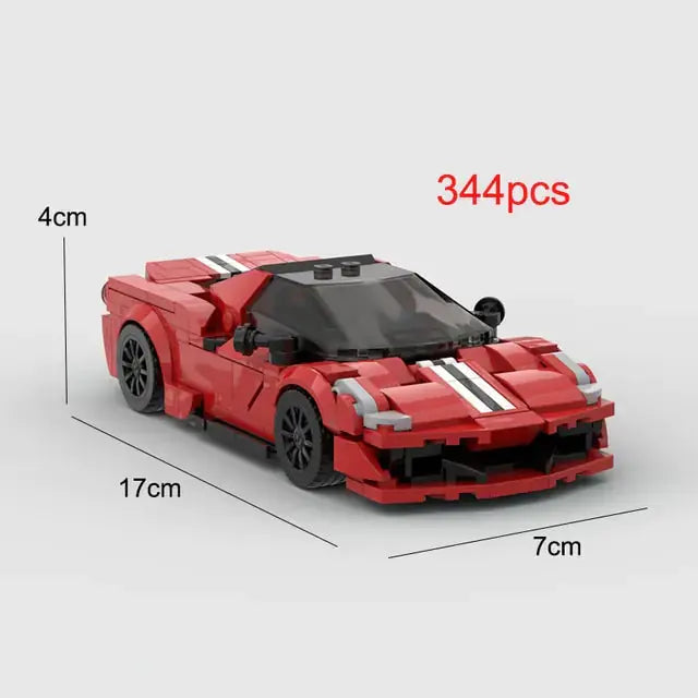 MOC Ferrari 488 Pista Racing Sports Car Building Set