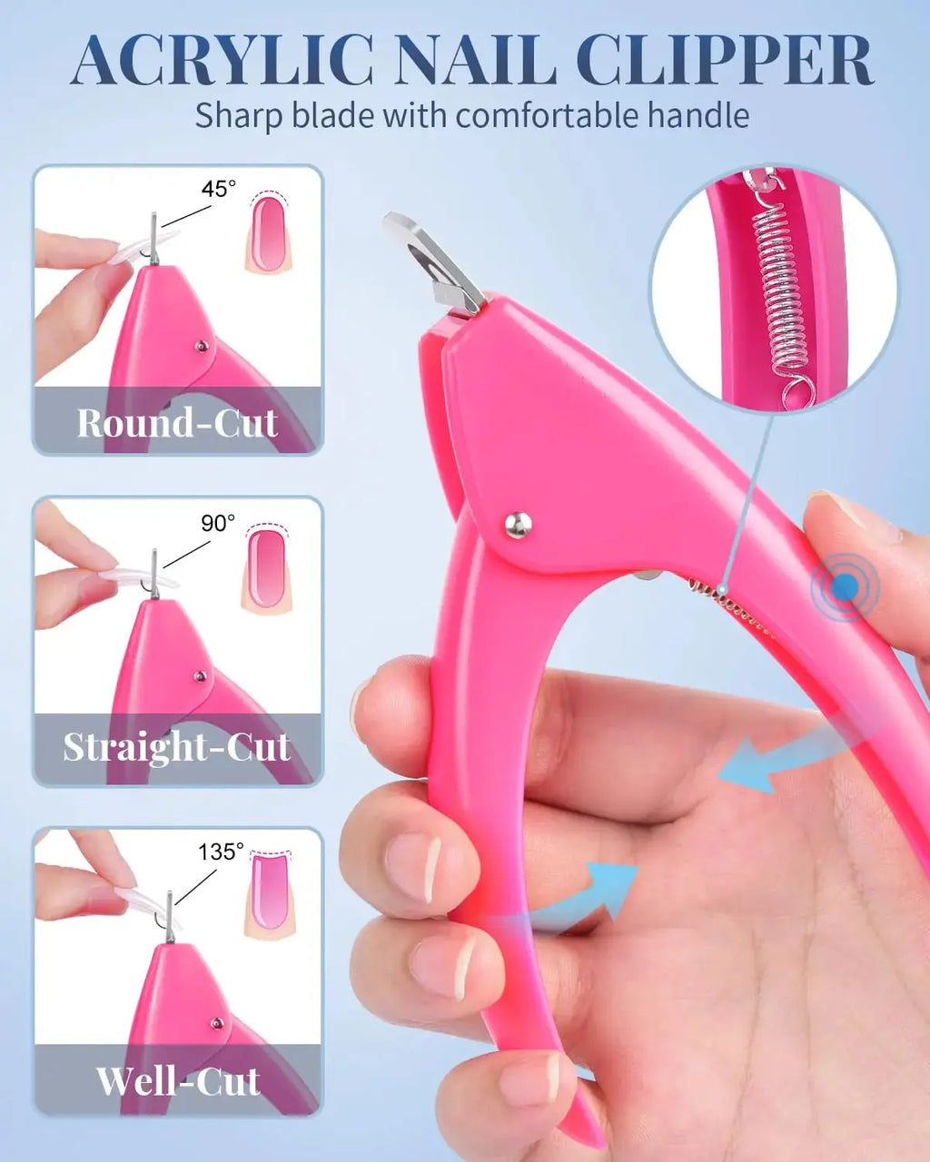 MORGLES Coffin Nail Tips - 240PCS Extra Long Clear Acrylic Nail Tips with Glues Nail Clipper