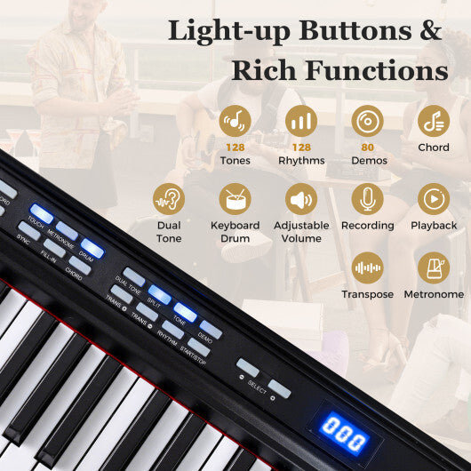 88-Key Electric Piano Keyboard with Adjustable Stand and  Portable Bag-Black