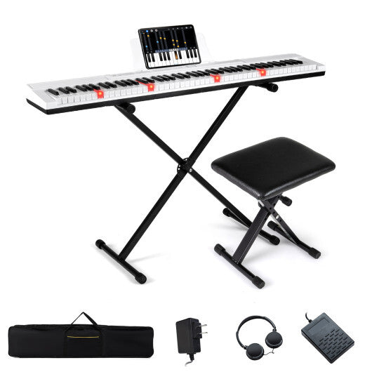 88-Key Electric Piano Keyboard with Adjustable Stand and  Portable Bag-Black