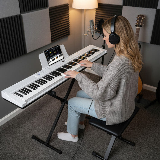 88-Key Electric Piano Keyboard with Adjustable Stand and  Portable Bag-Black
