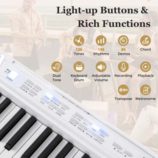88-Key Electric Piano Keyboard with Adjustable Stand and  Portable Bag-Black