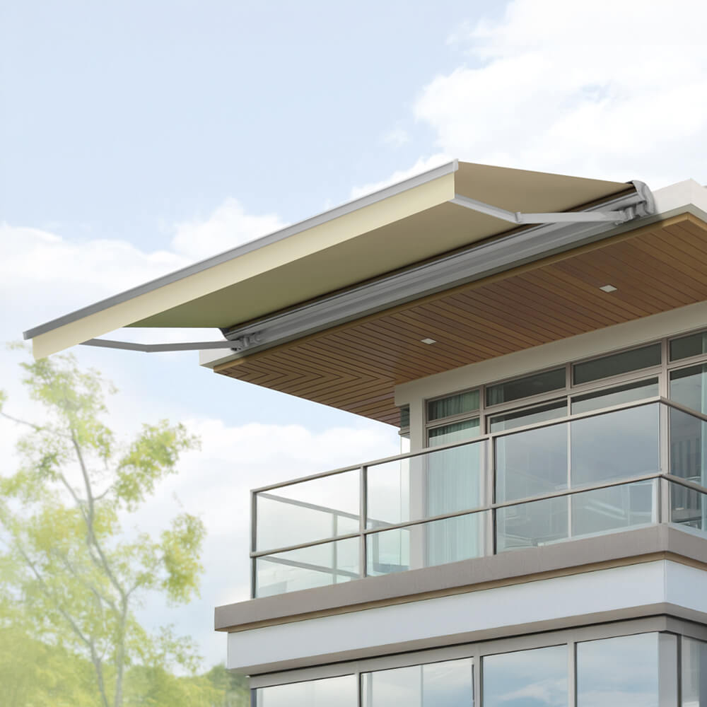 Multiple Awnings Brasilia Europa Premium Outdoor Manual Retractable Sun Shade Awning With White Frame (SAK93514)