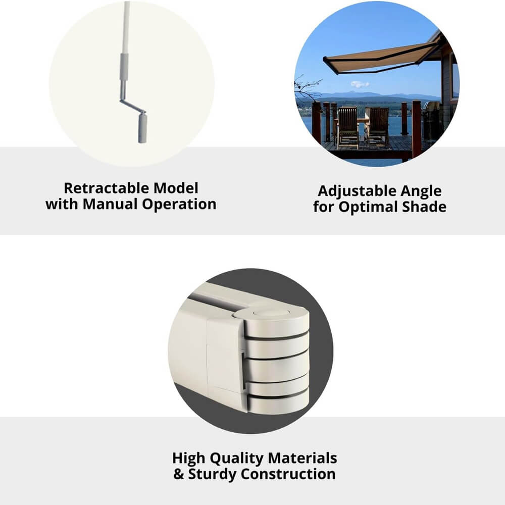 Multiple Awnings Brasilia Slim Premium Full Cassette Manual Retractable Sun Shade Awning (SAK91420)