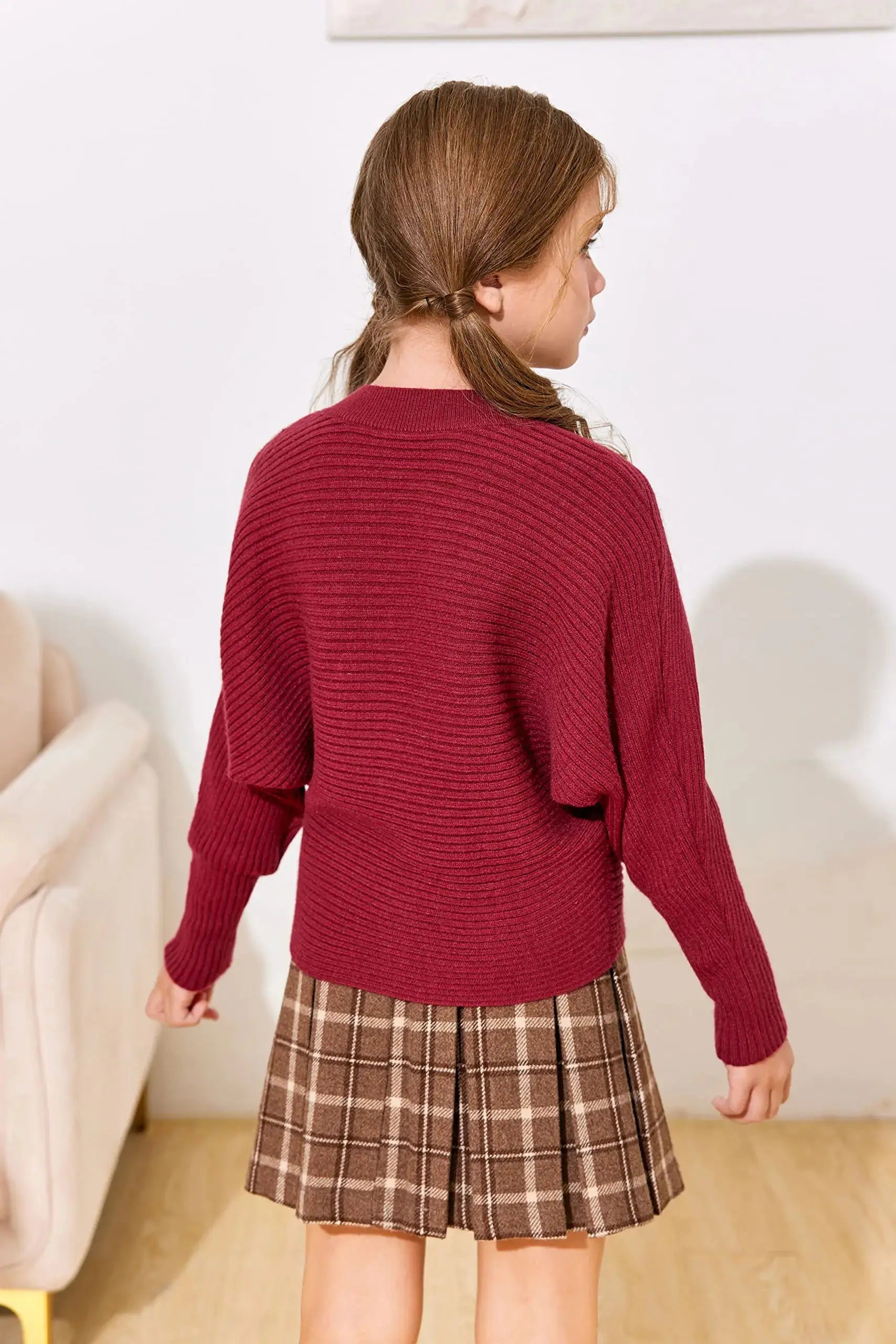 Mafulus Girl's Oversized Crewneck Jumper Shirts - Long Sleeve Cute Pullover Fall Kids Sweaters