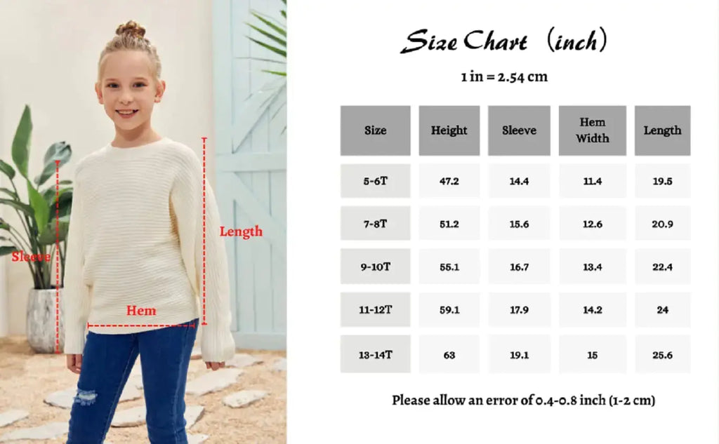 Mafulus Girl's Oversized Crewneck Jumper Shirts - Long Sleeve Cute Pullover Fall Kids Sweaters