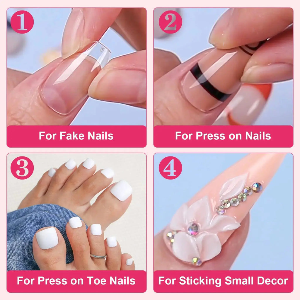 Makartt 2Pcs Quick Nail Glue for Press on Nails: Artificial Nail Adhesive Glue