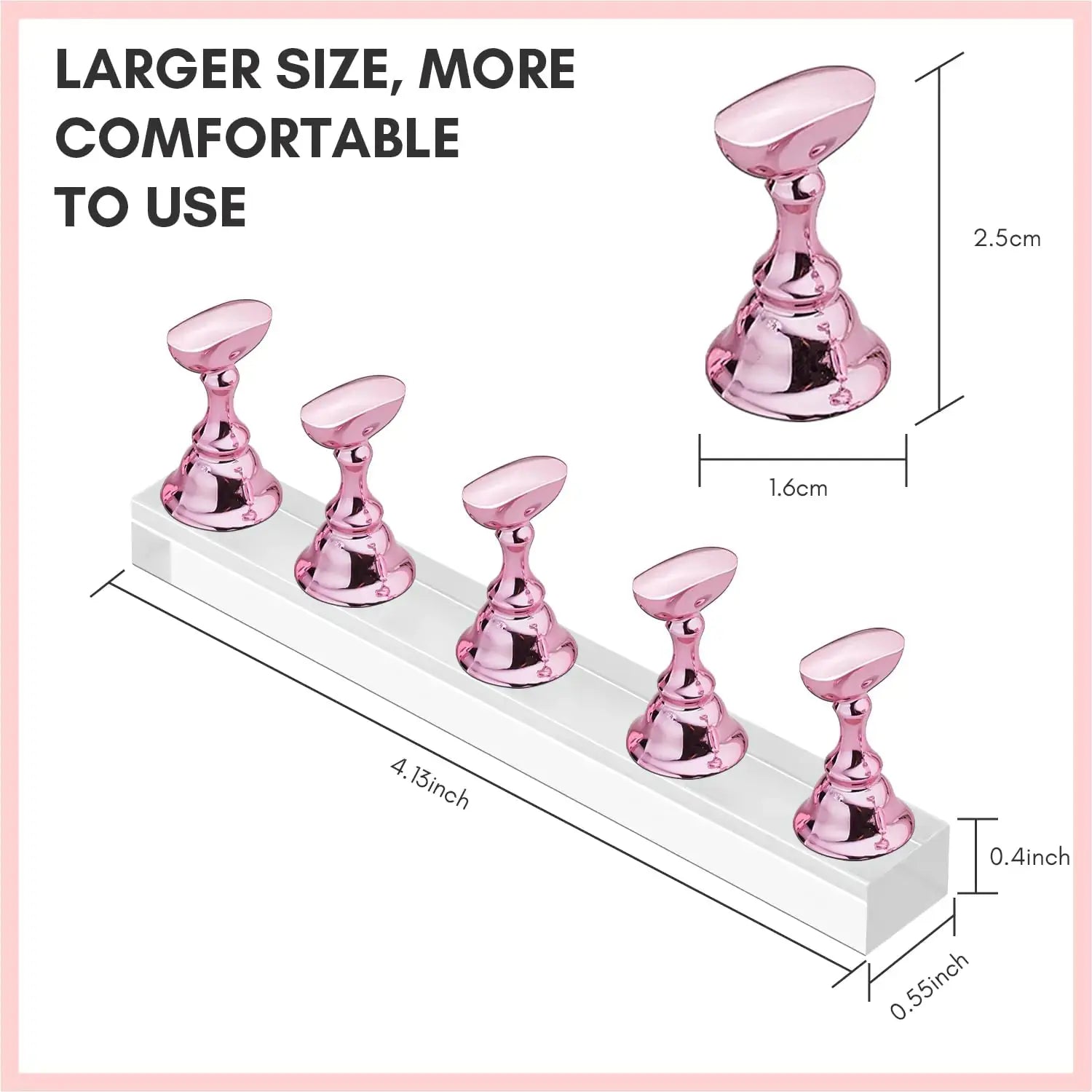Makartt Nail Stand for Press On Nails - 5pcs Magnetic Nail Display Holder for Painting & Design - Pink