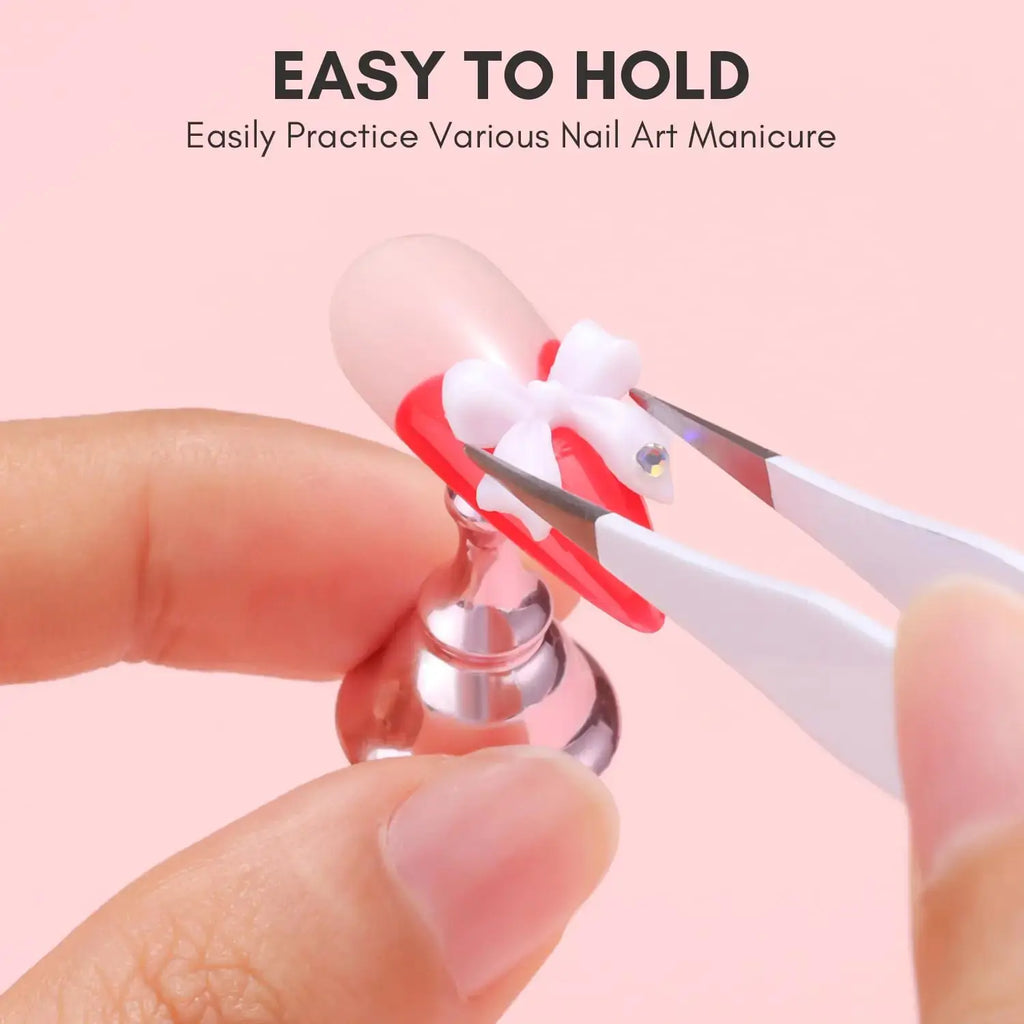 Makartt Nail Stand for Press On Nails - 5pcs Magnetic Nail Display Holder for Painting & Design - Pink
