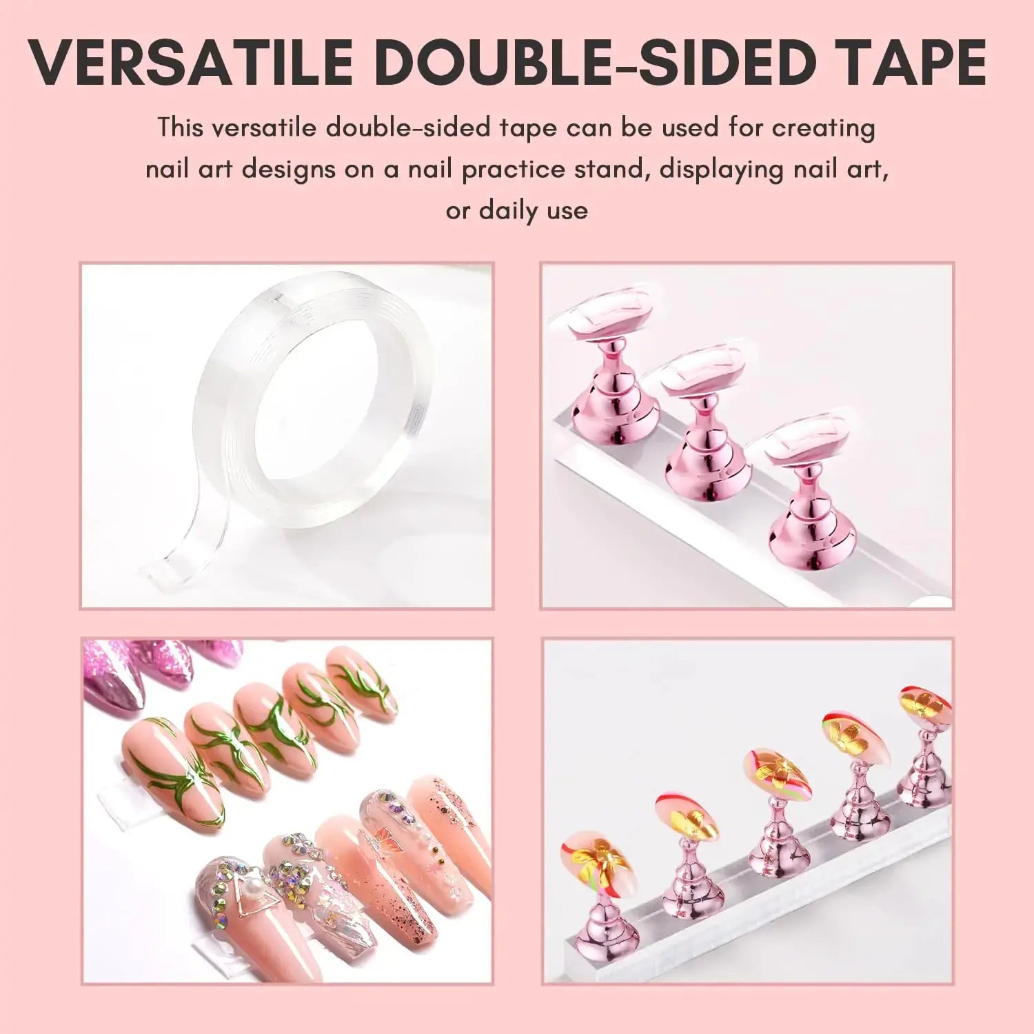 Makartt Nail Stand for Press On Nails - 5pcs Magnetic Nail Display Holder for Painting & Design - Pink