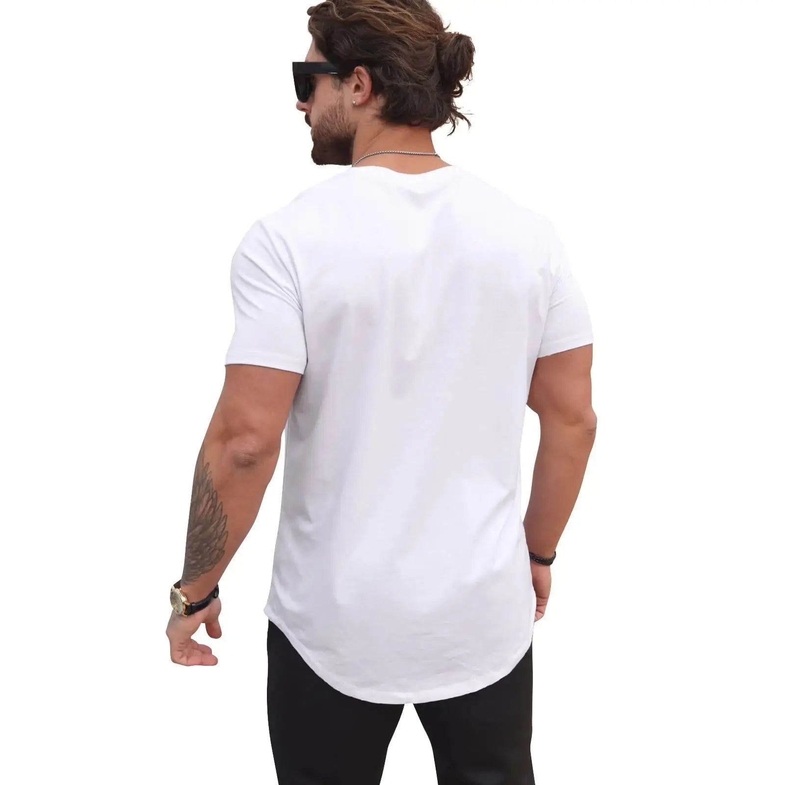 Mancozy Mens T Shirts - Casual Hipster Hip Hop Longline Crewneck Tee