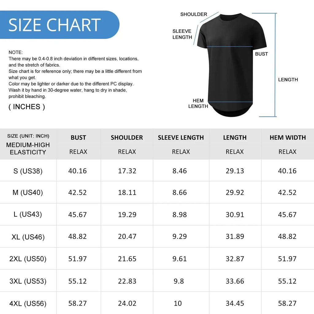 Mancozy Mens T Shirts - Casual Hipster Hip Hop Longline Crewneck Tee