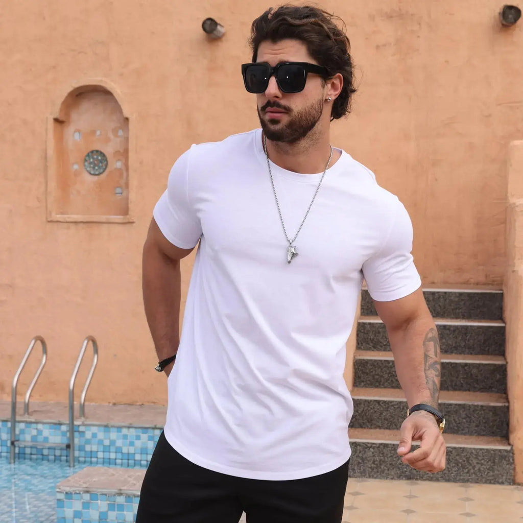 Mancozy Mens T Shirts - Casual Hipster Hip Hop Longline Crewneck Tee