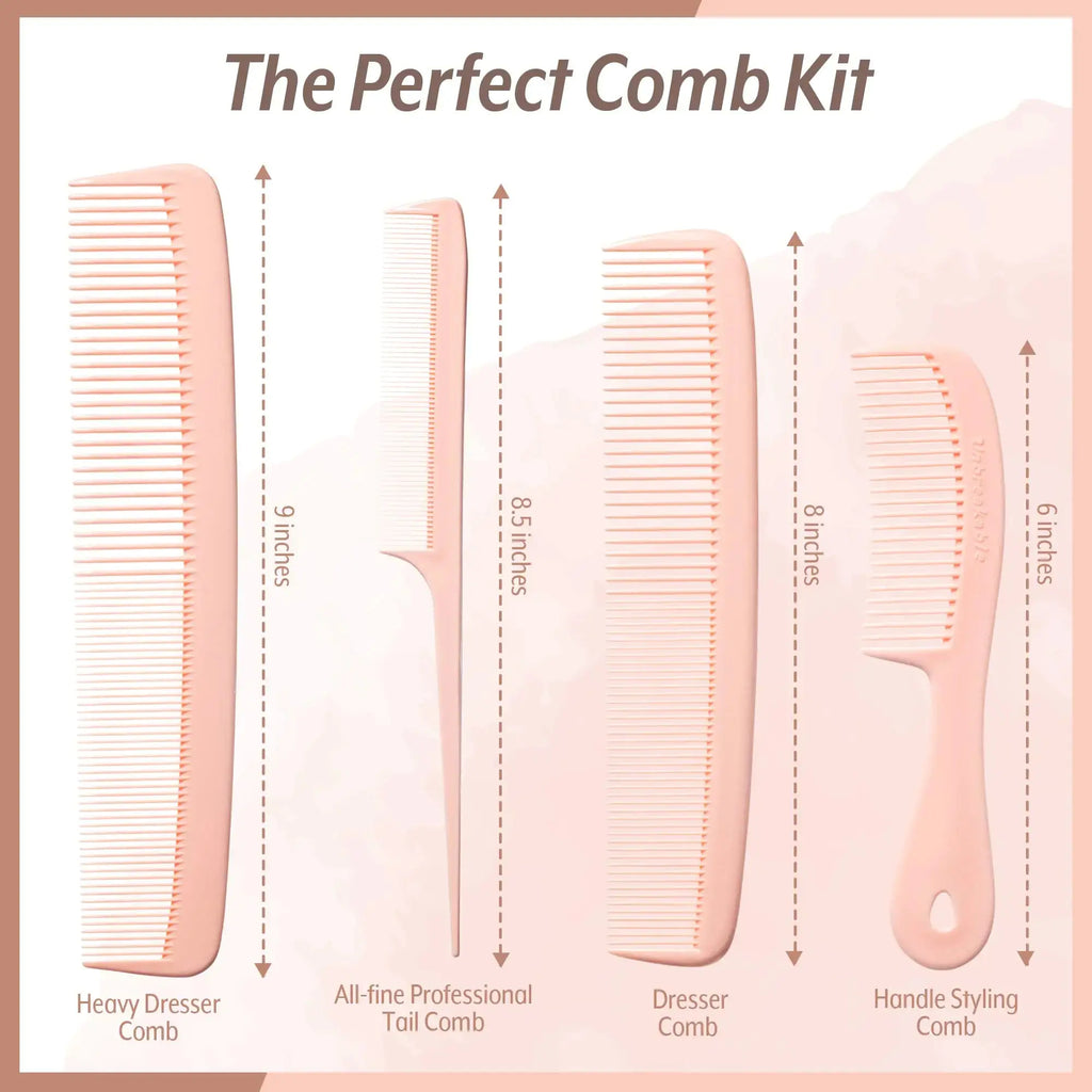 Mars Wellness 4 Piece Professional Comb Set | USA Made
