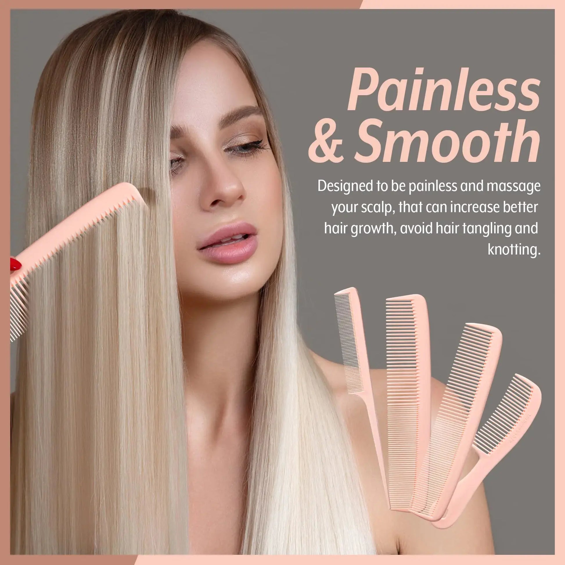 Mars Wellness 4 Piece Professional Comb Set | USA Made