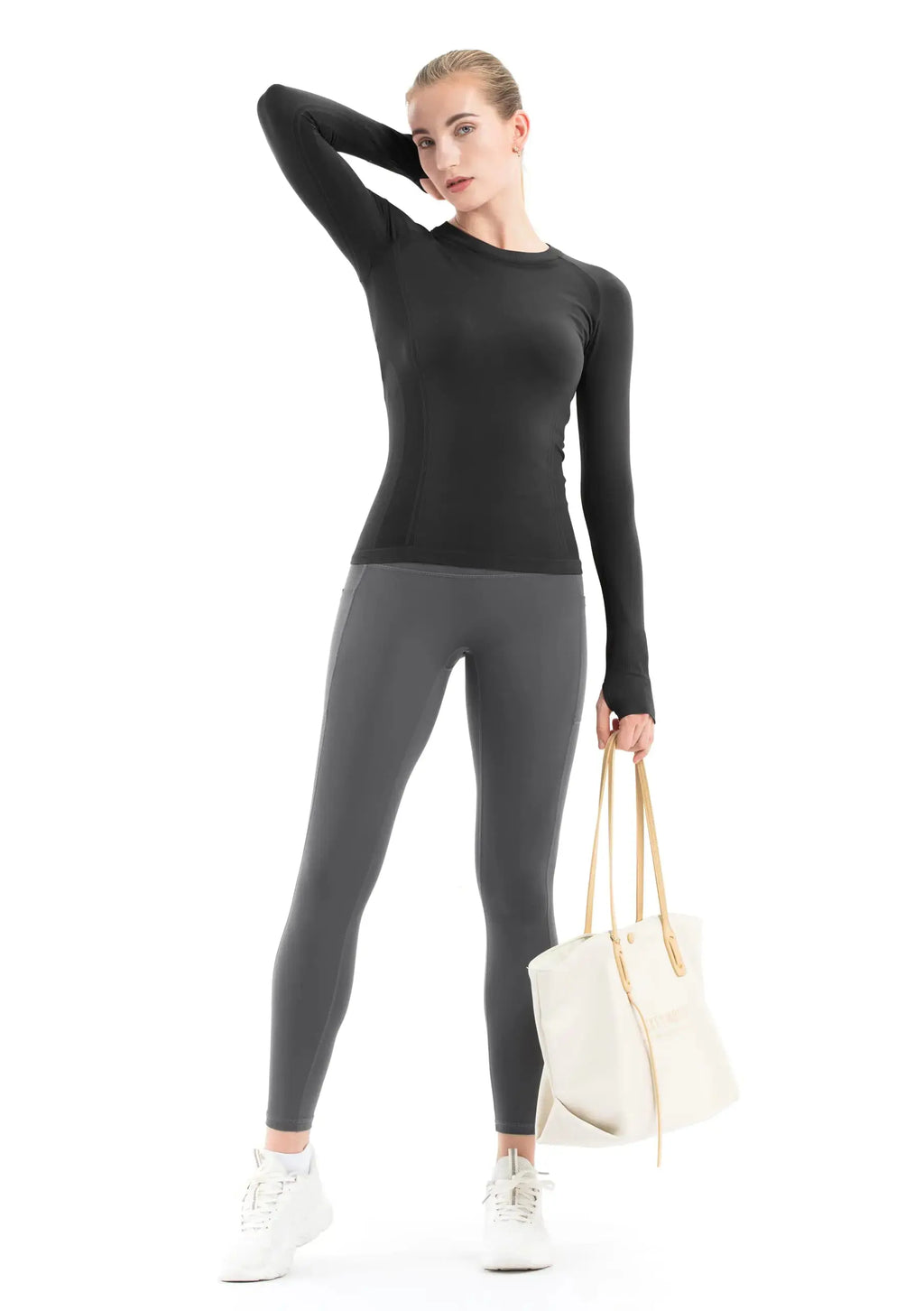 MathCat Seamless Workout Shirts for Women | Long Sleeve Athletic Top Slim Fit