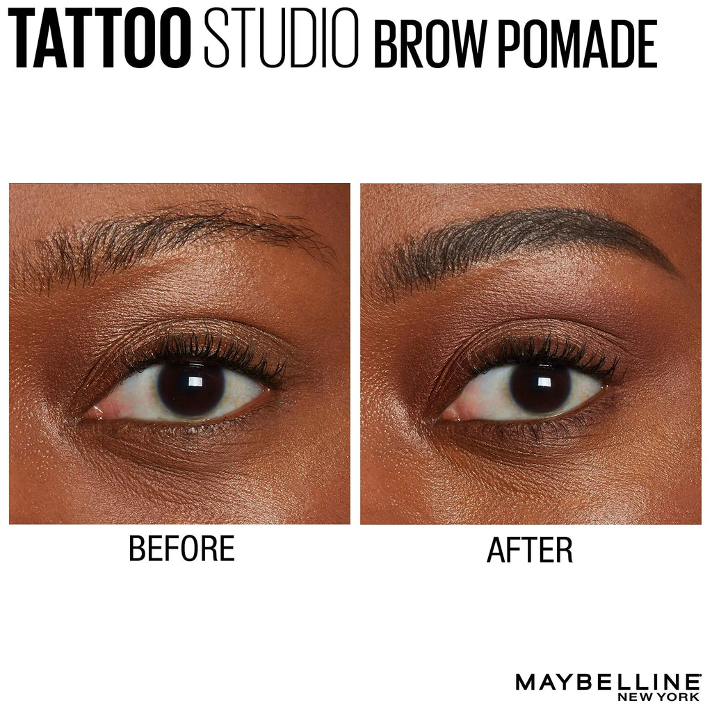 Maybelline TattooStudio Brow Pomade Long Lasting, Buildable, Eyebrow Makeup, 1 Count 382 BLACK BROWN