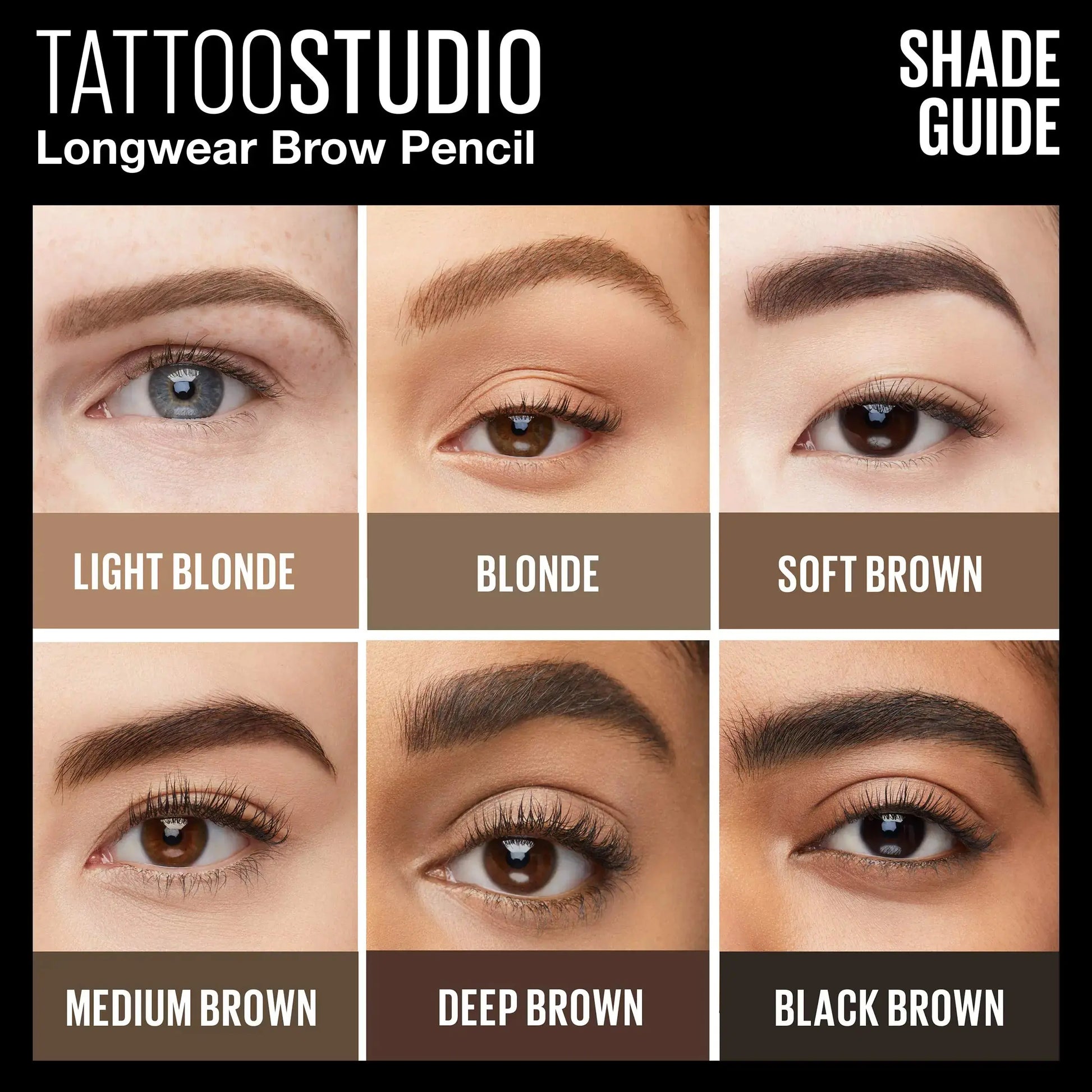 Maybelline TattooStudio Waterproof Brow Pencil - Deep Brown, 1 Count