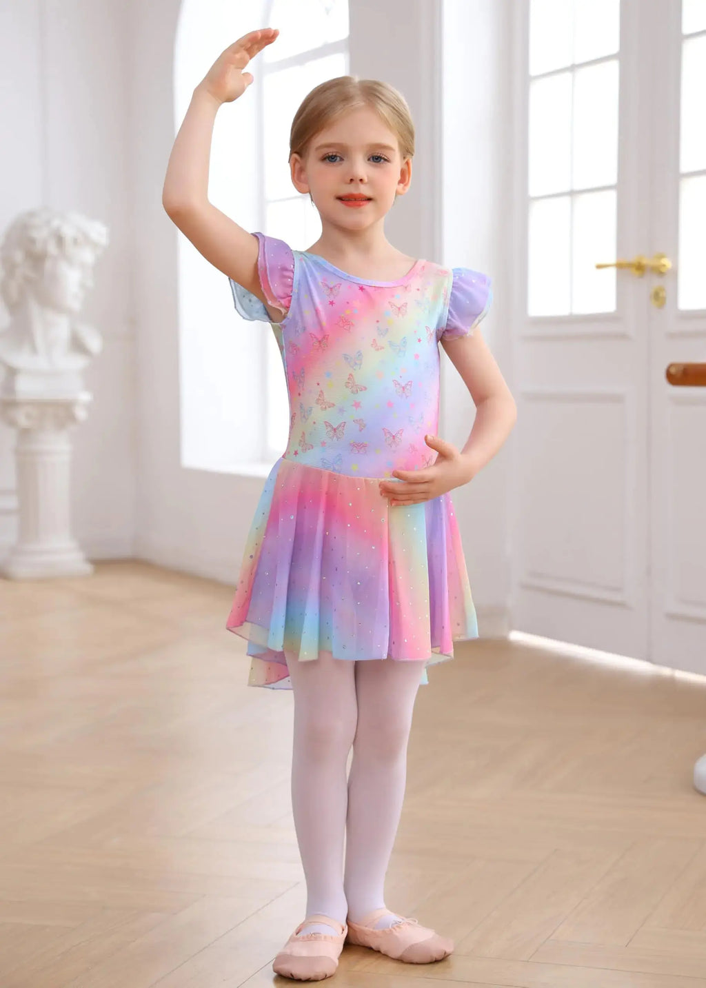 MdnMd Toddler Girls Ballet Leotards with Skirt - Dance Ballerina Outfit Dresses