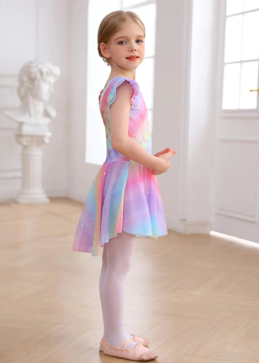 MdnMd Toddler Girls Ballet Leotards with Skirt - Dance Ballerina Outfit Dresses