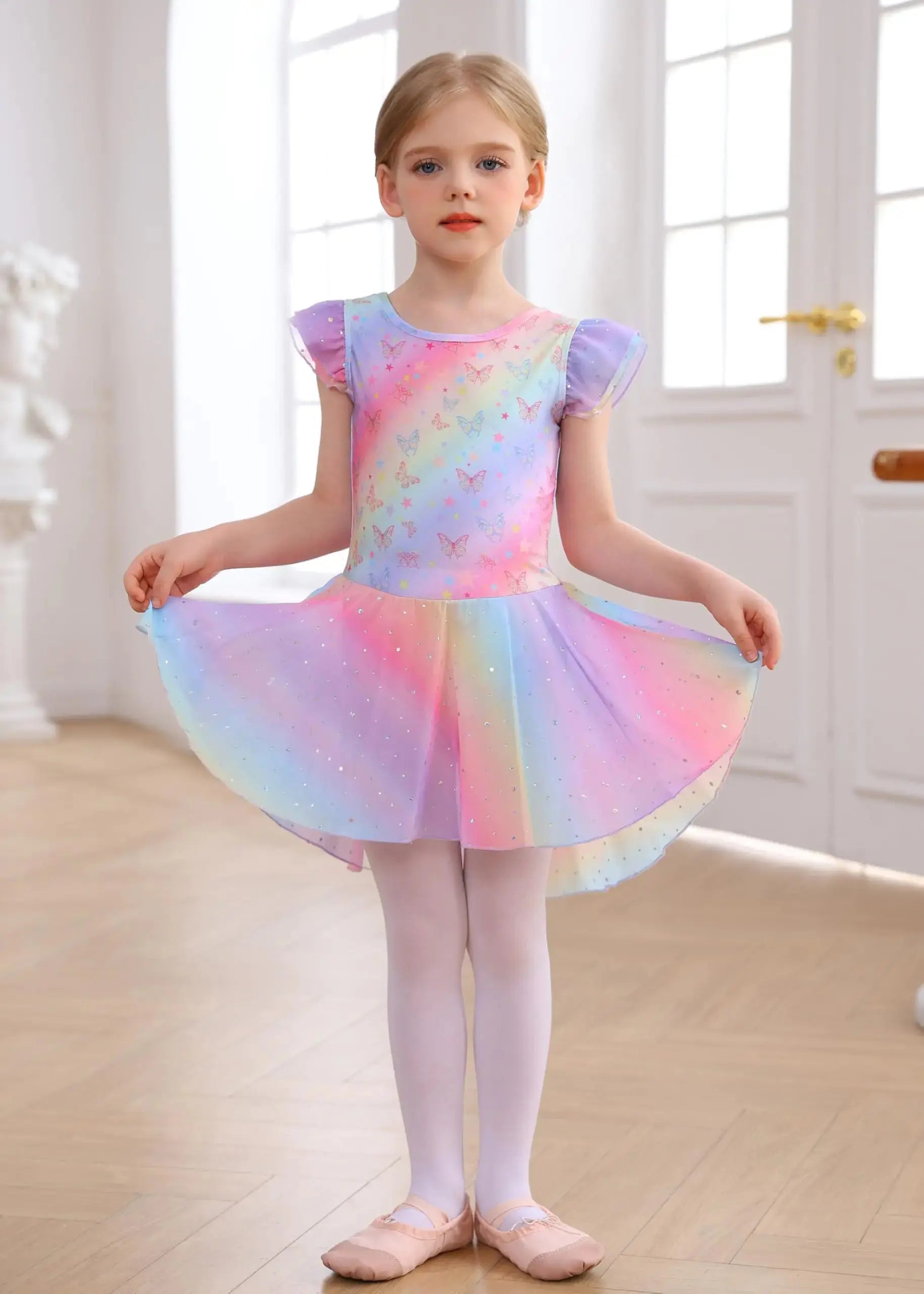 MdnMd Toddler Girls Ballet Leotards with Skirt - Dance Ballerina Outfit Dresses