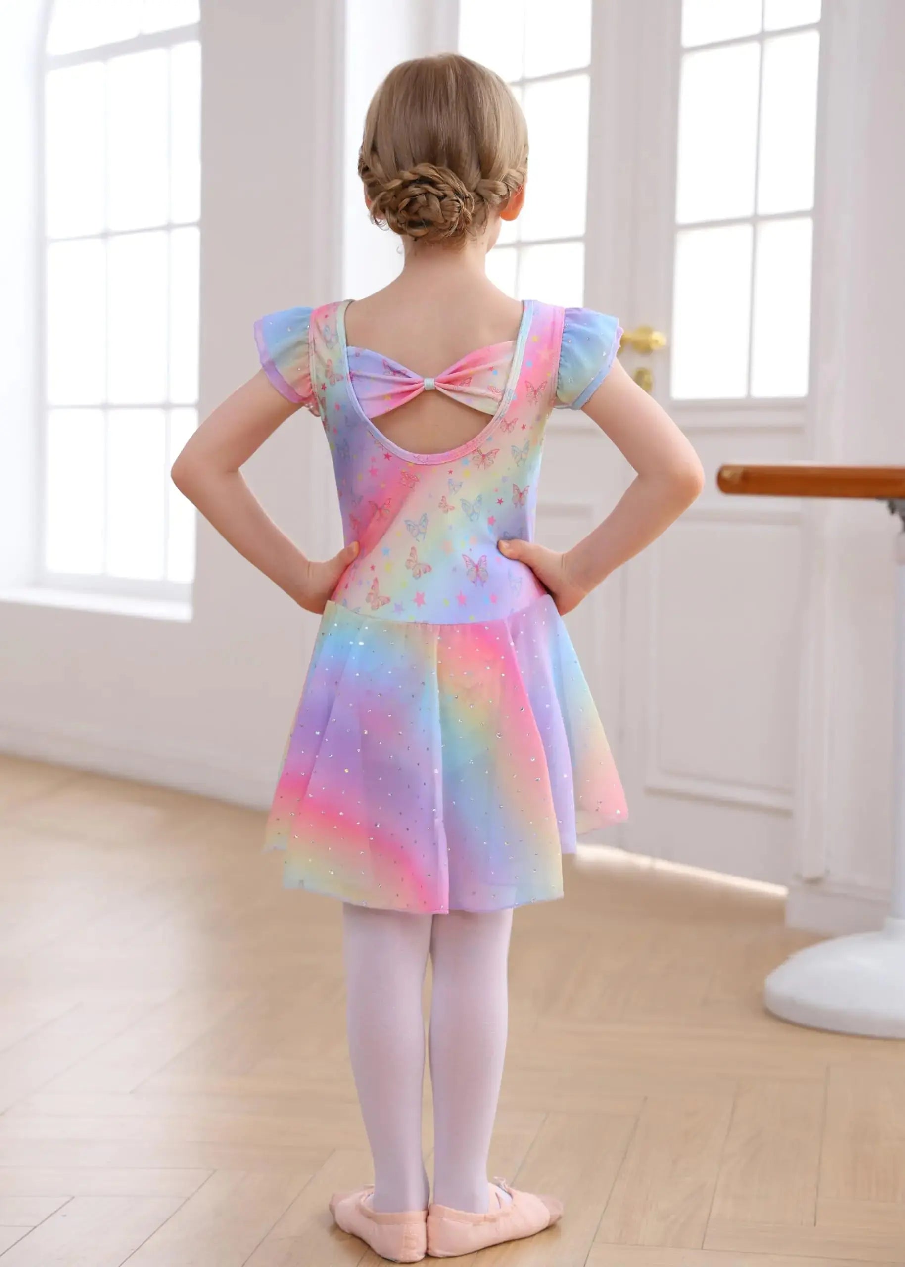 MdnMd Toddler Girls Ballet Leotards with Skirt - Dance Ballerina Outfit Dresses
