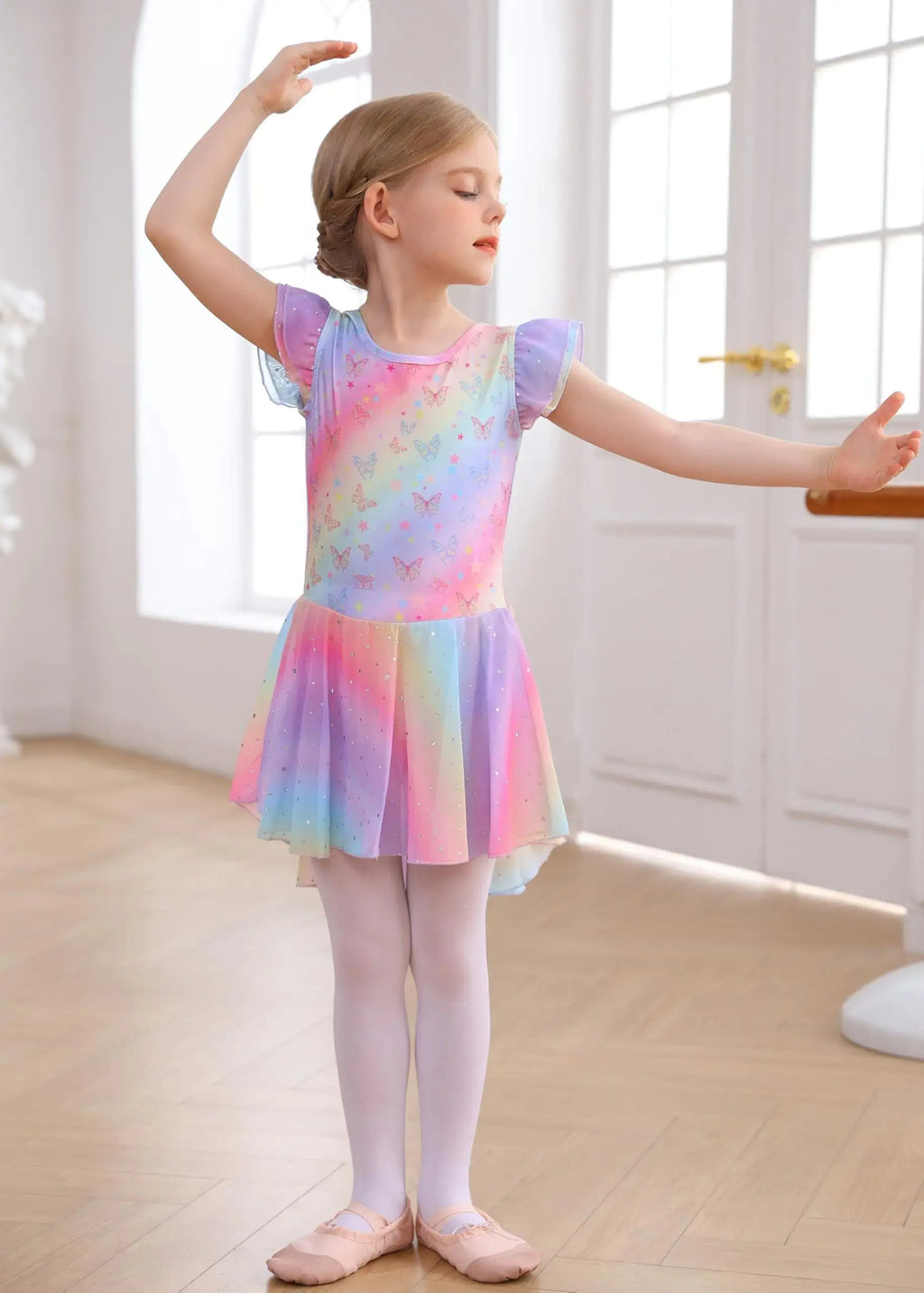 MdnMd Toddler Girls Ballet Leotards with Skirt - Dance Ballerina Outfit Dresses