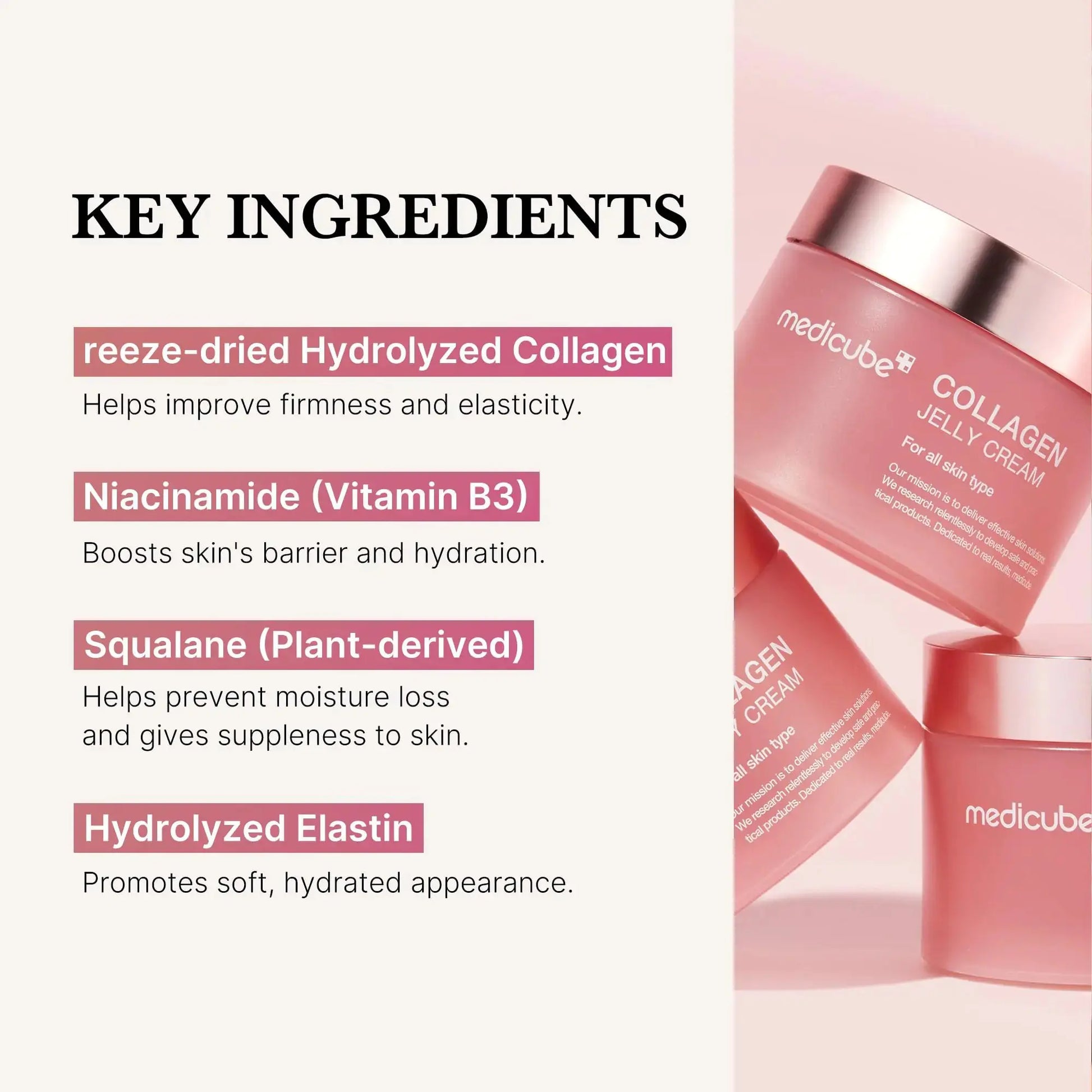 Medicube Collagen Jelly Cream - Niacinamide & Freeze-Dried Hydrolyzed Collagen | 24h Glow & Lifted Look
