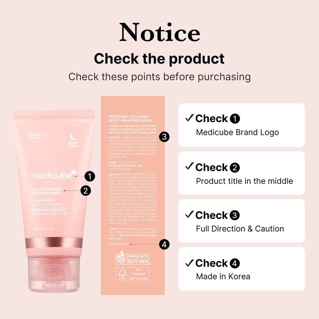Medicube Collagen Overnight Wrapping Peel-Off Facial Mask Pack - Elasticity & Hydration Care