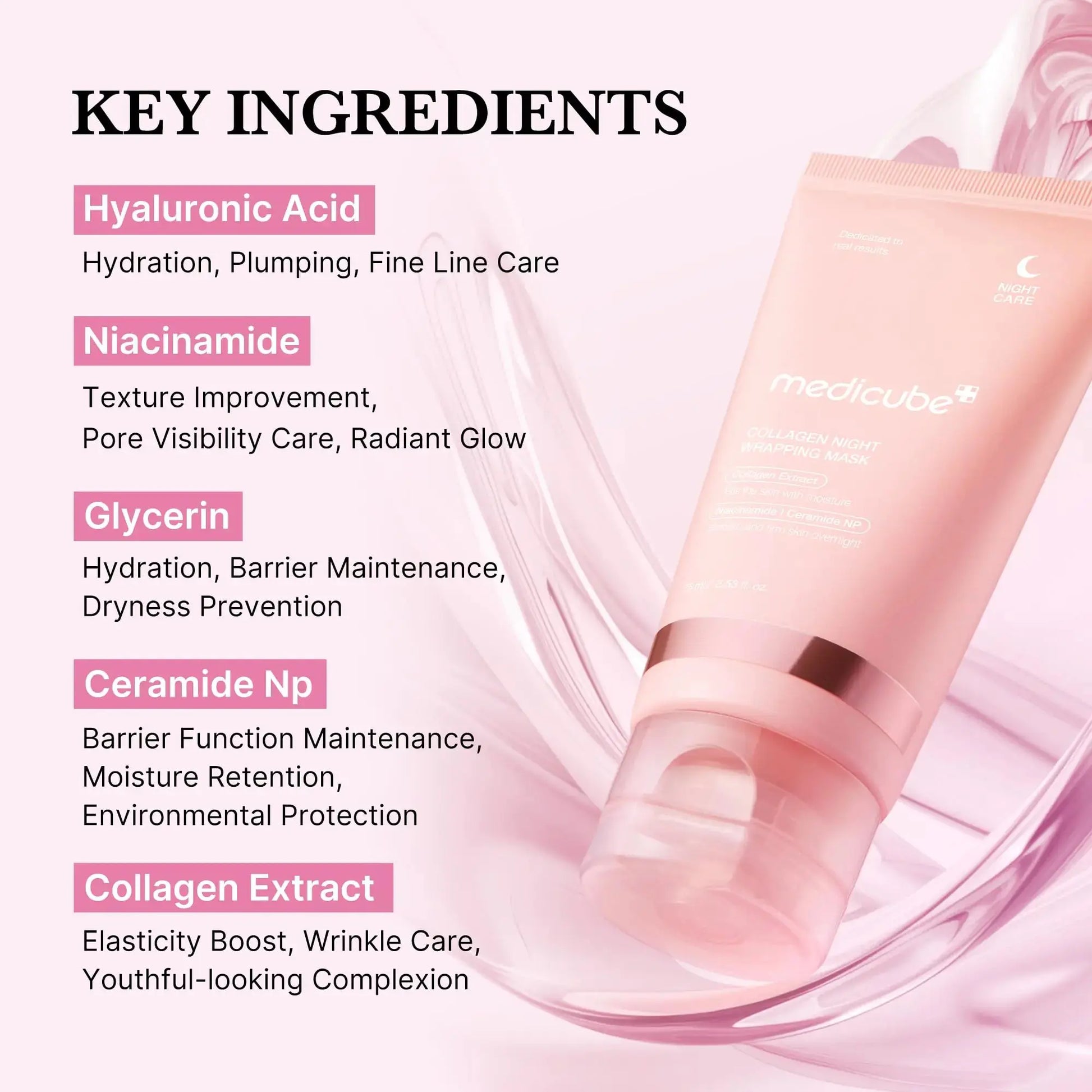 Medicube Collagen Overnight Wrapping Peel-Off Facial Mask Pack - Elasticity & Hydration Care