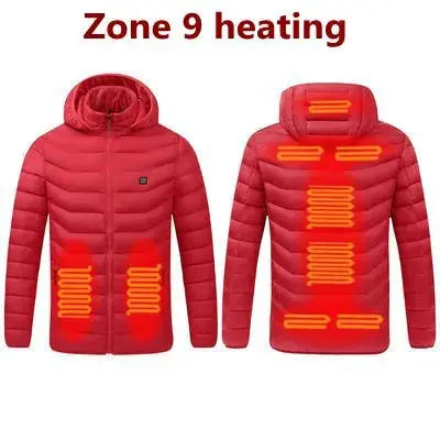 Men Winter Warm USB Heating Jackets Smart Thermostat Pure Color Hooded Heated Clothing Waterproof  Warm Jackets