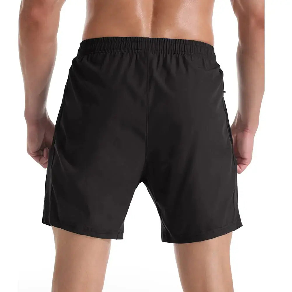 Men's 7" Athletic Running Shorts Lightweight Quick Dry Gym Workout Shorts with Zipper Pockets Large Black/Navy