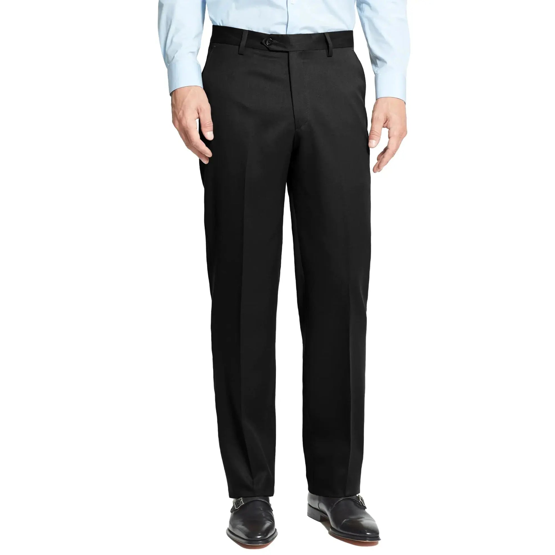 Men's Cozy Hidden Expandable Waist Dress Pants | Premium Stretch Texture Weave Work to Weekend Pant 44W x 34L Black