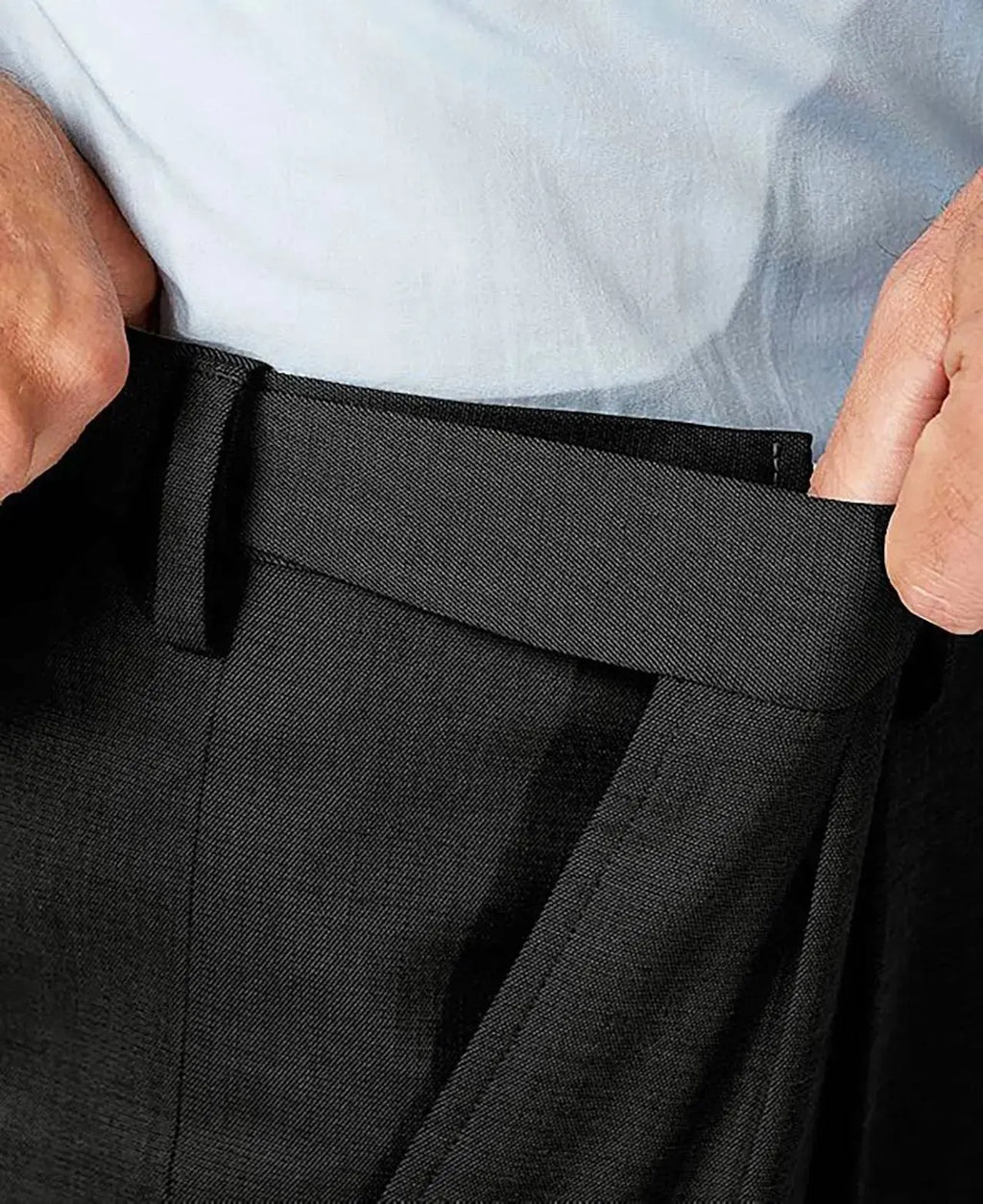 Men's Cozy Hidden Expandable Waist Dress Pants | Premium Stretch Texture Weave Work to Weekend Pant 44W x 34L Black