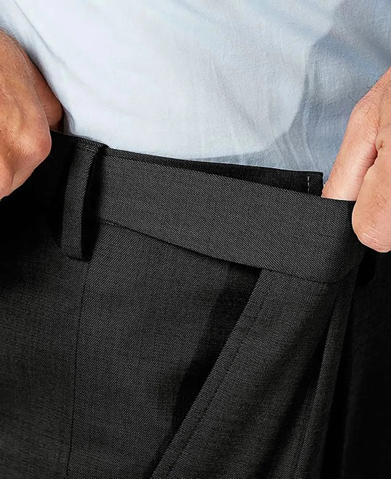 Men's Cozy Hidden Expandable Waist Dress Pants | Premium Stretch Texture Weave Work to Weekend Pant 44W x 34L Black