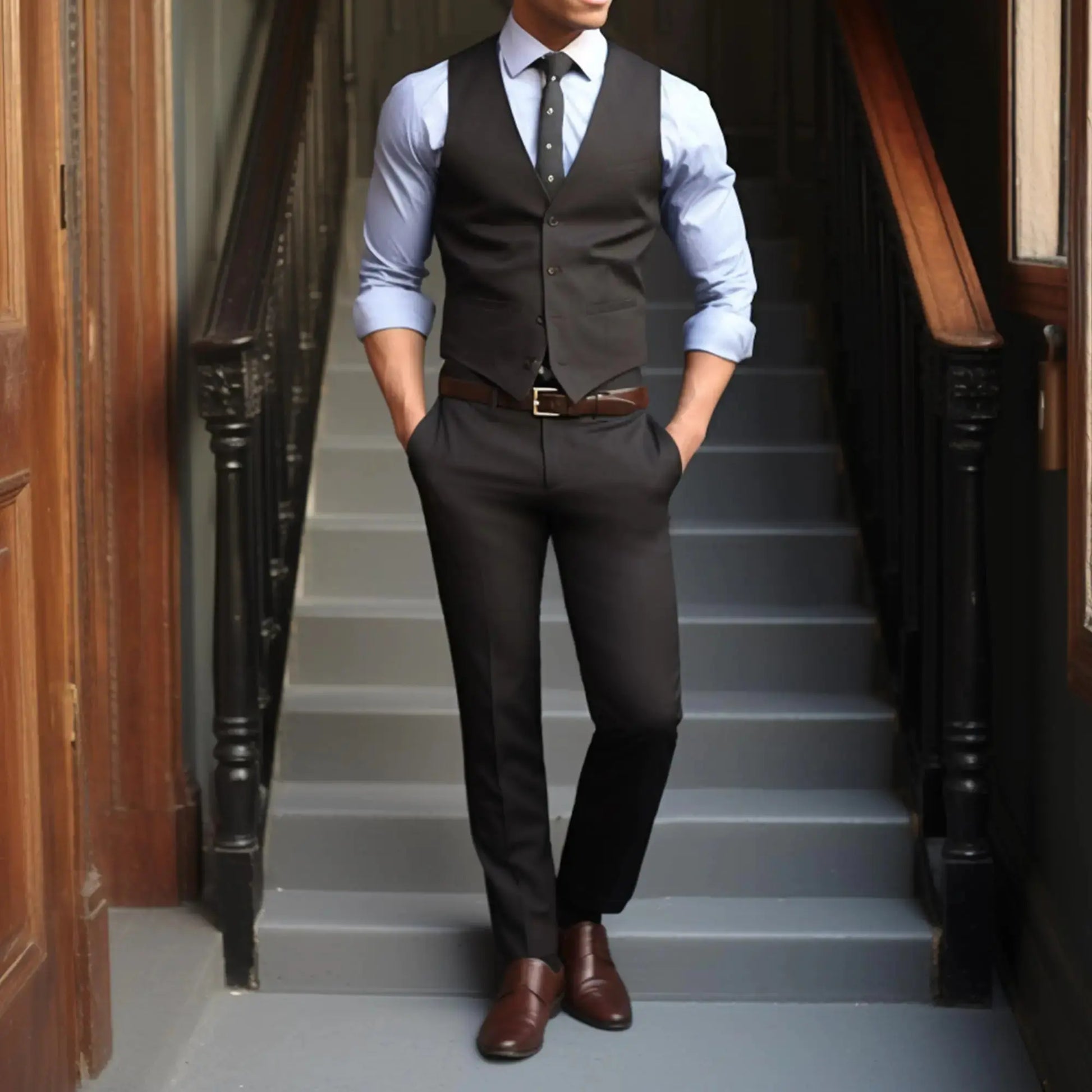 Men's Cozy Hidden Expandable Waist Dress Pants | Premium Stretch Texture Weave Work to Weekend Pant 44W x 34L Black