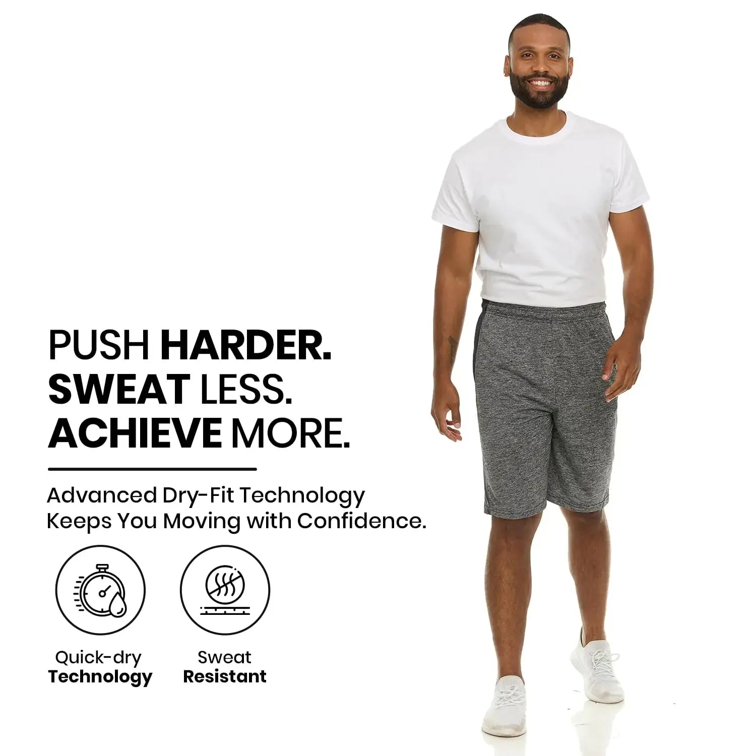 Men's Dry-Fit Sweat Resistant Active Athletic Performance Shorts
