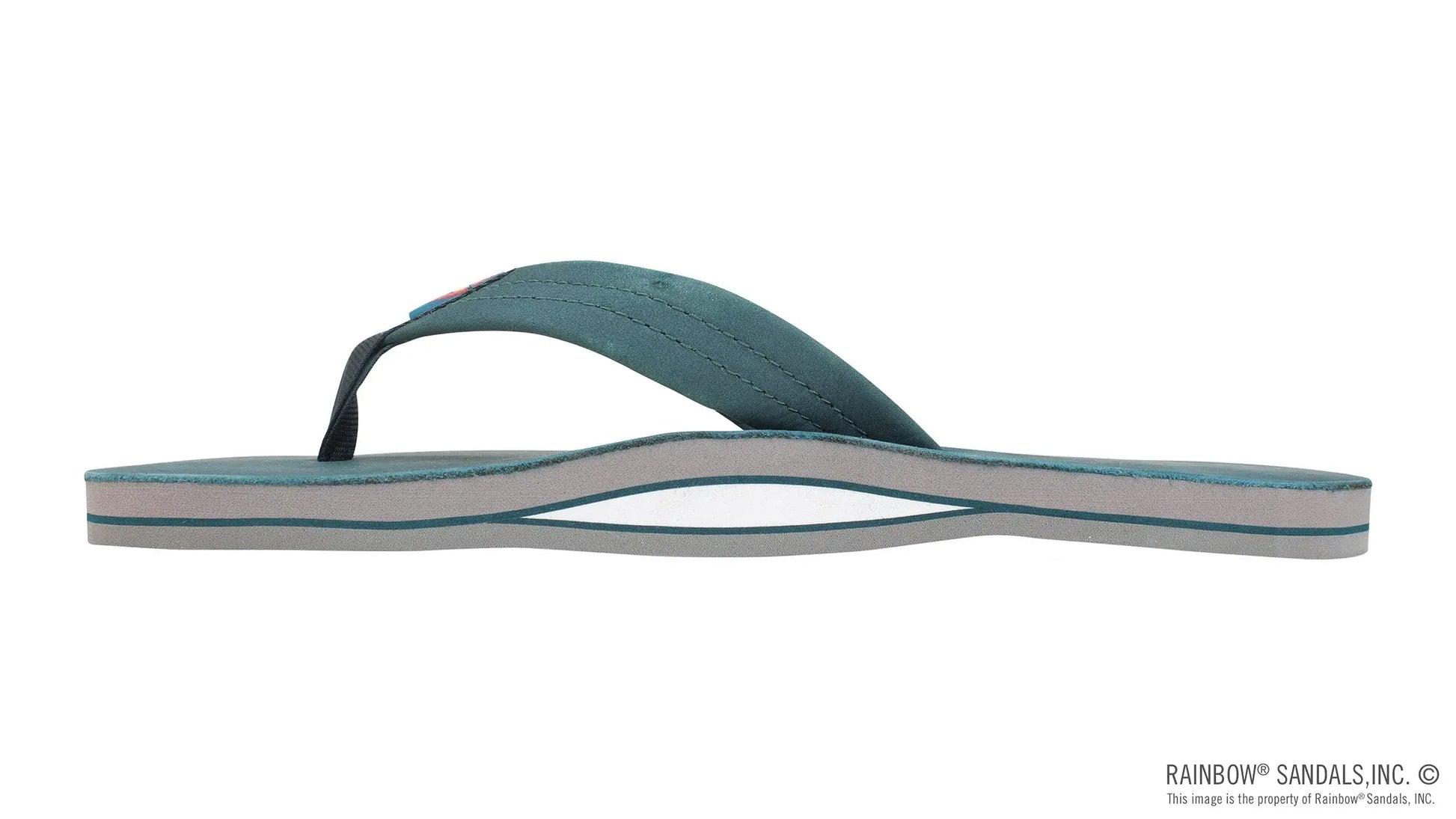 Men's Leather Single Layer Wide Strap Rainbow Sandals with Arch
