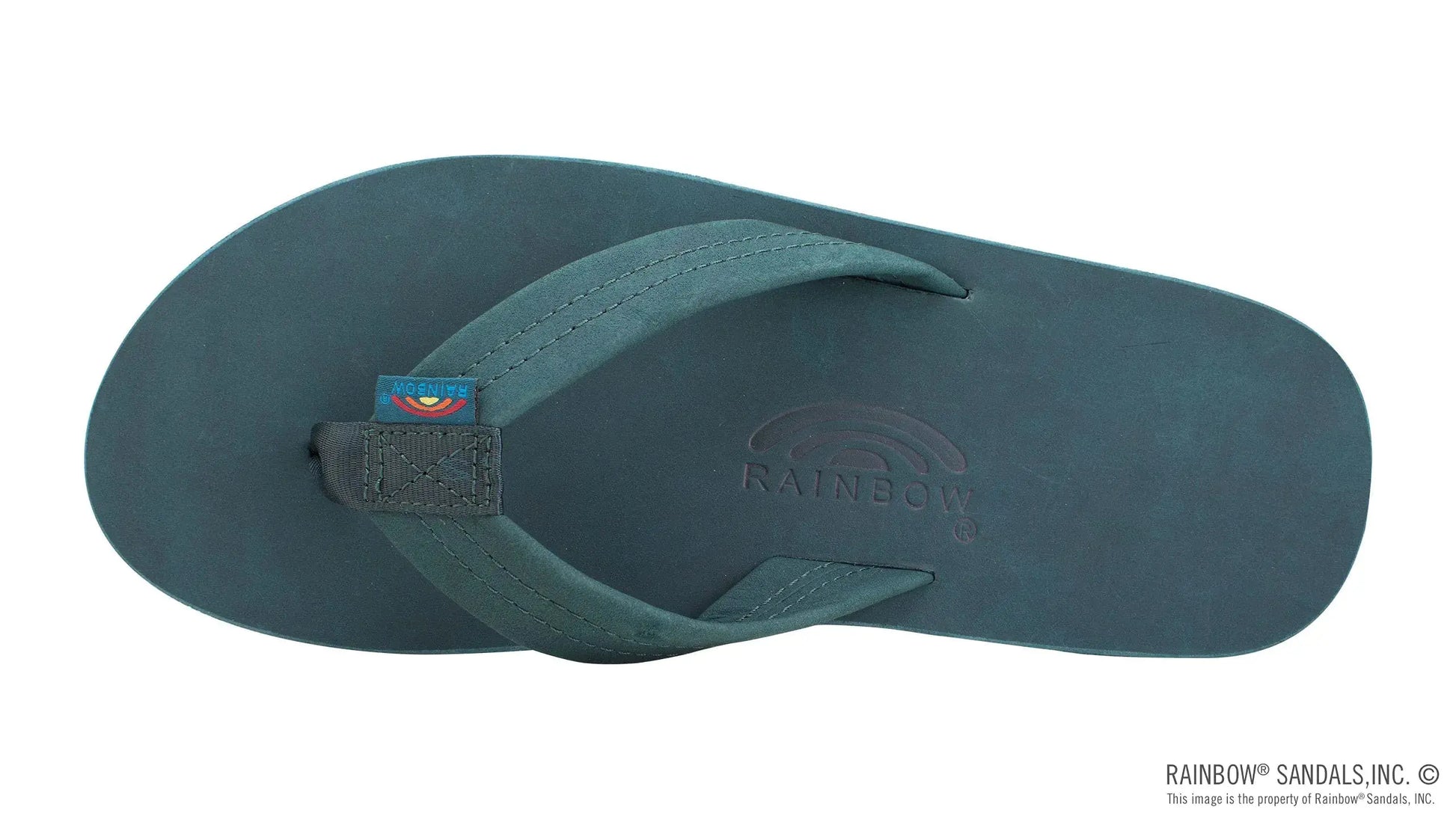 Men's Leather Single Layer Wide Strap Rainbow Sandals with Arch