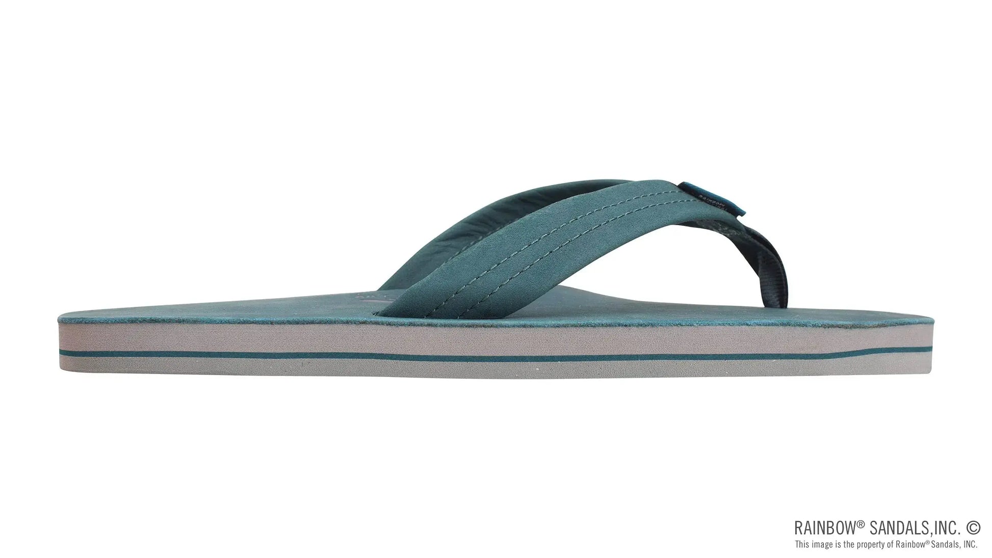 Men's Leather Single Layer Wide Strap Rainbow Sandals with Arch