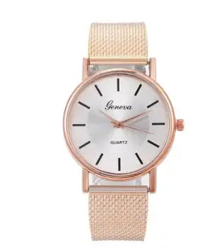 Mesh Belt Quartz Wristwatches for Women and Men