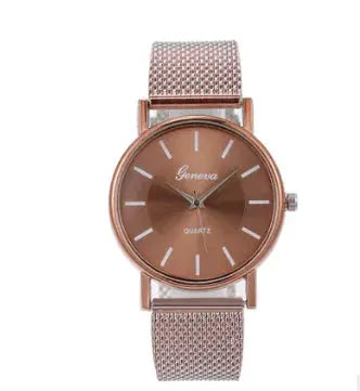 Mesh Belt Quartz Wristwatches for Women and Men